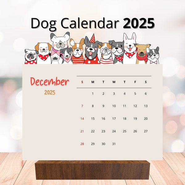 Desk Calendar Dog Calendar 2025 Dog Gift For Dog Lovers Wall Calendar Funny Calendar Gift For Dog Lovers Dog Puzzle Digital Download