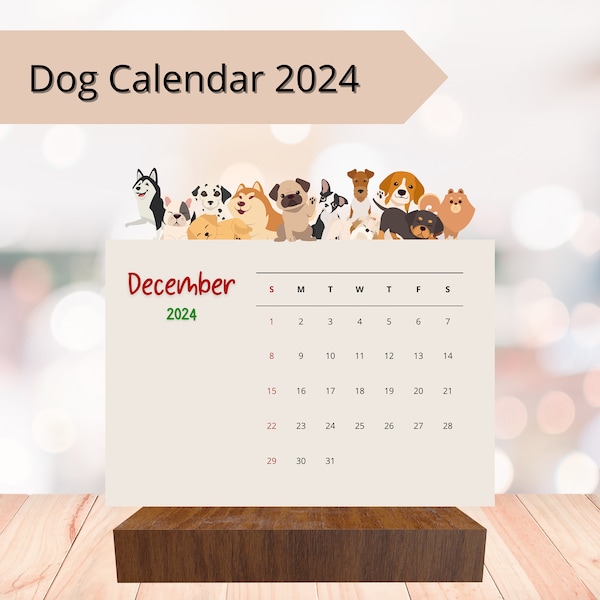 Desk Calendar Dog Calendar 2024 Dog Gift For Dog Lovers Wall Calendar Funny Calendar Gift For Dog Lovers Dog Puzzle Digital Download