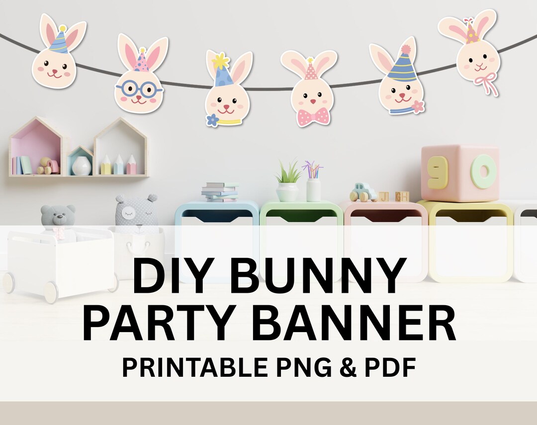 Bunny Party Garland Bunting Banner Cute Rabbit Birthday Easter Party ...
