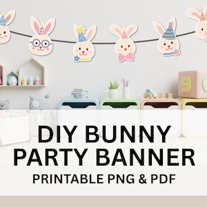 Bunny Party Garland Bunting Banner Cute Rabbit Birthday Easter Party Decorations Bunnies themed decorations Cute Kids Decor Baby Shower