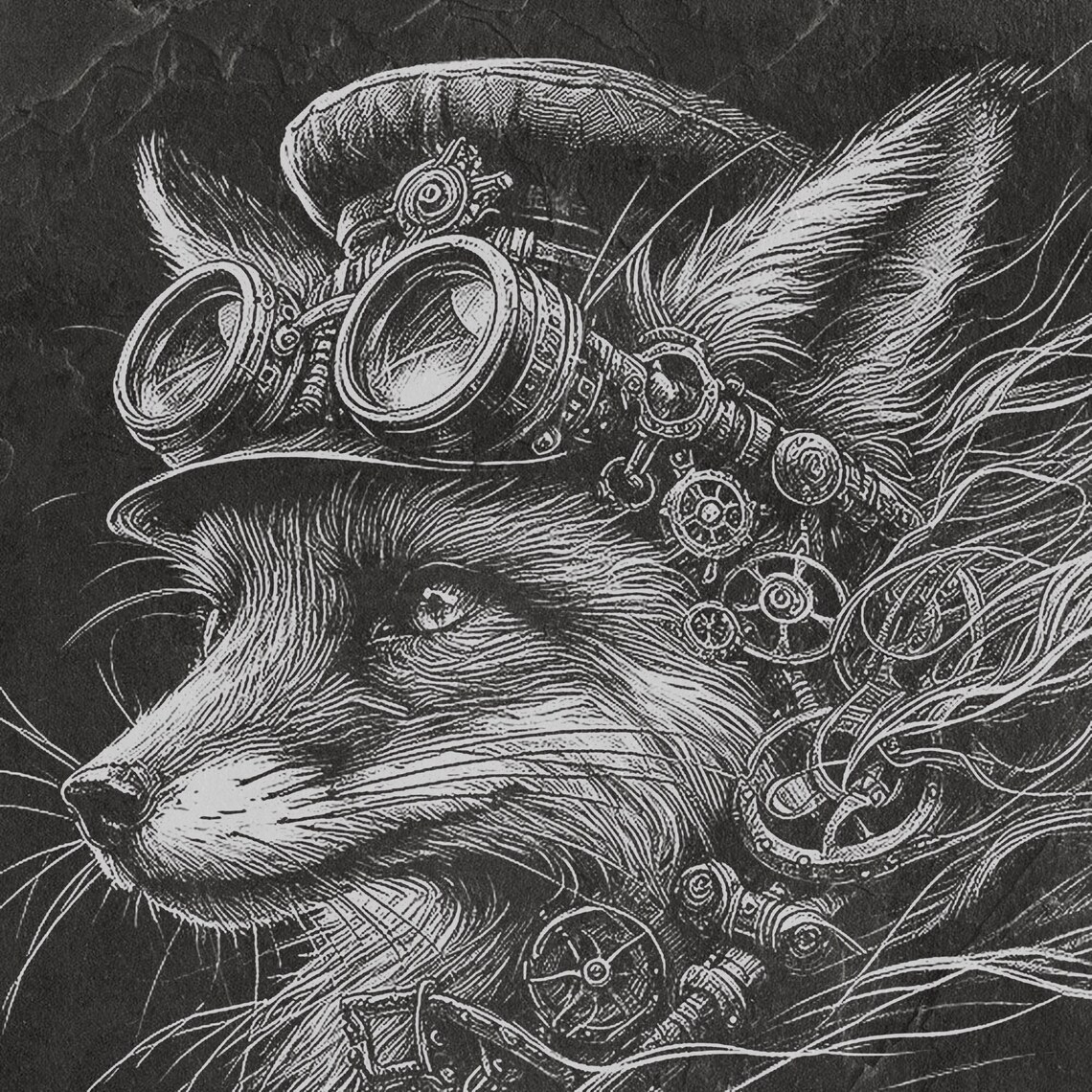 Steampunk Fox Laser Engraving File – Inverted PNG, Slate & Wood - Etsy