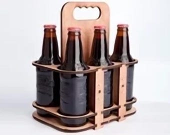 Beer Bottle Carrier SVG DXF | Laser Cut 6-Pack Holder (Digital Download)