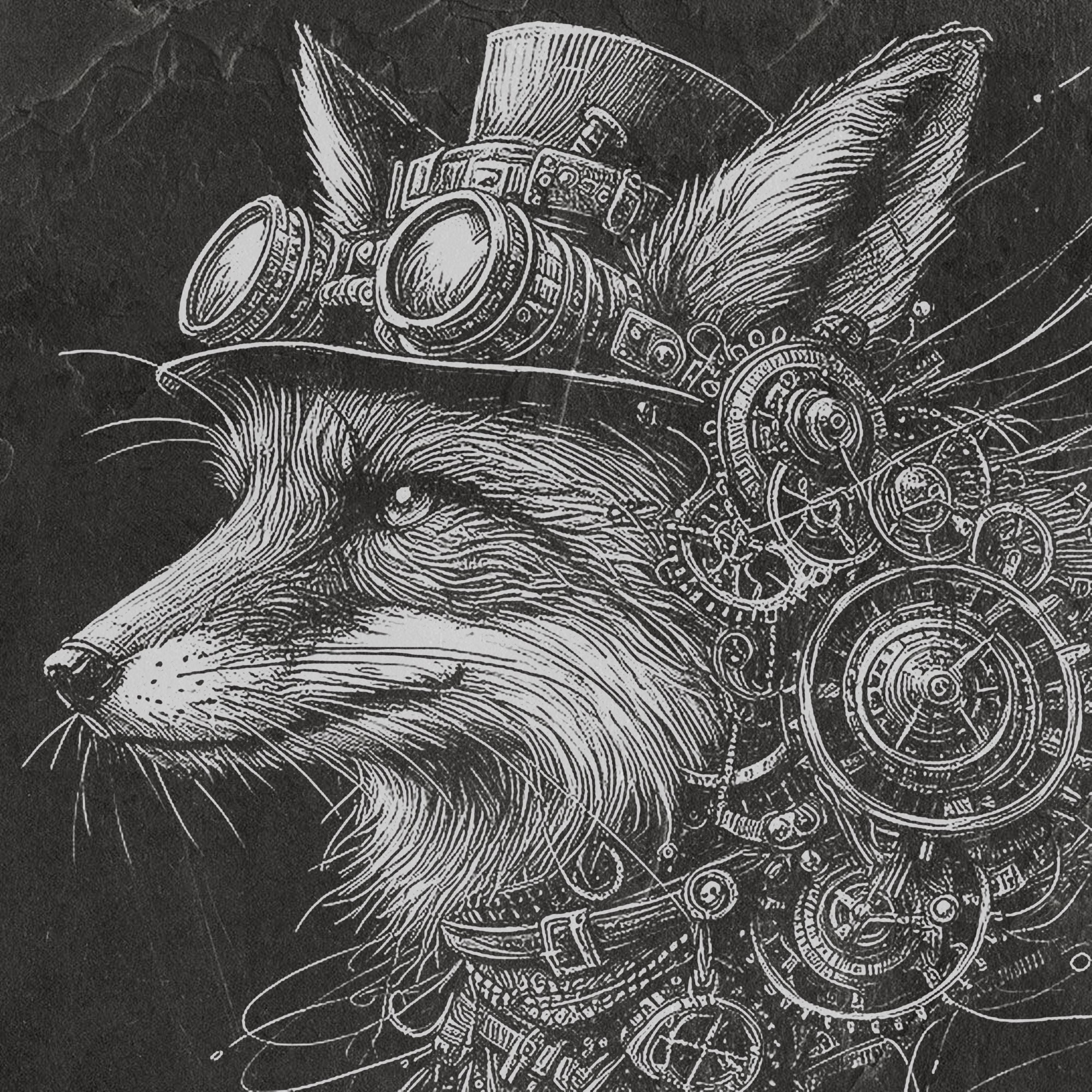 Steampunk Fox Laser Engraving File – Inverted PNG, Slate & Wood - Etsy