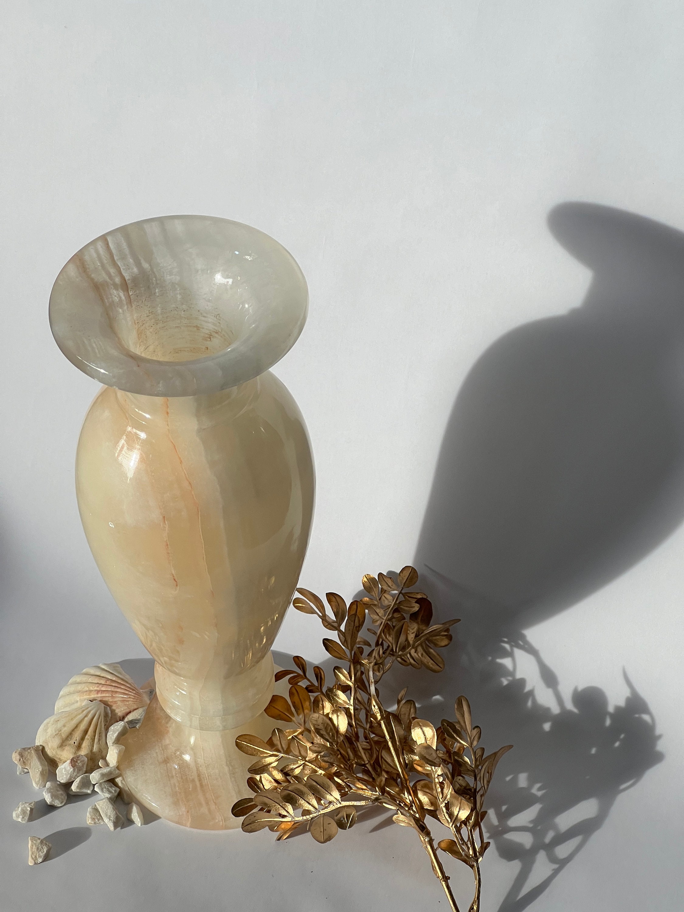 Petit Vase En Onyx Marbré Et Métal Doré – Déco Vintage (occasion)