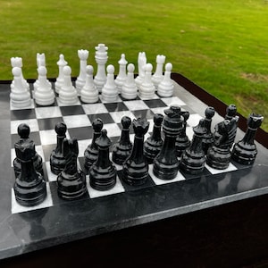 Large Chess Set - Onyx Chess Board with Luxury Chess Pieces, Unique Gift for Him, Exceptional Quality Home Decor Game