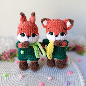 Patron au crochet PDF - Amigurumi renard et écureuil - Jouet bricolage animaux de la forêt - Tutoriel peluche Woodland