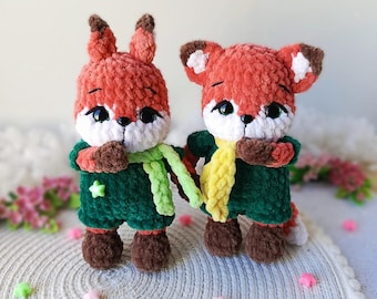 PDF-haakpatroon vos en eekhoorn amigurumi: Tutorial bos knuffel