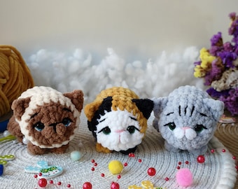 Pacchetto di modelli all'uncinetto in PDF 3 in 1 per Tiny Kitties (tutorial digitale)