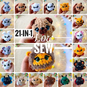 21-in-1  PDF Amigurumi Low Sew Plush Toy Insects Animals Crochet Pattern Bundle Pack Tutorial