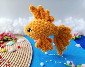 Pez PDF sin coser PATRÓN de crochet, criaturas marinas, pez dorado de crochet, patrón de crochet de juguete, patrón de crochet amigurumi, peluche DIY