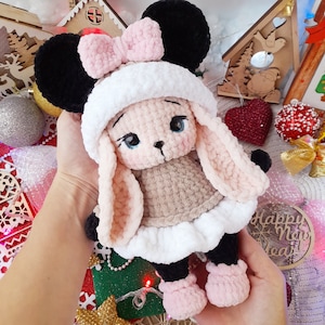 Bunny Minnie Mouse Crochet PATTERN  PDF amigurumi tutorial bunny mouse crochet toy pattern home decor