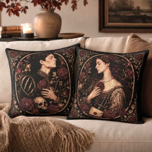 Romeo and Juliet Woven Pillow Gothic Cottagecore Tapestry Sofa Cushion Shakespeare Home Decor Dark Academia Romantic Book Lover Gift