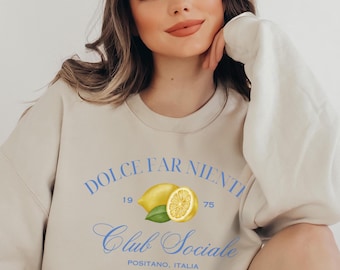 Camisa Dolce Far Niente Sudadera Positano Italia Camisa EuroTrip Playa Costa Italiana Camisa Lemon Design Cuello Redondo Verano Social Club Amalfi