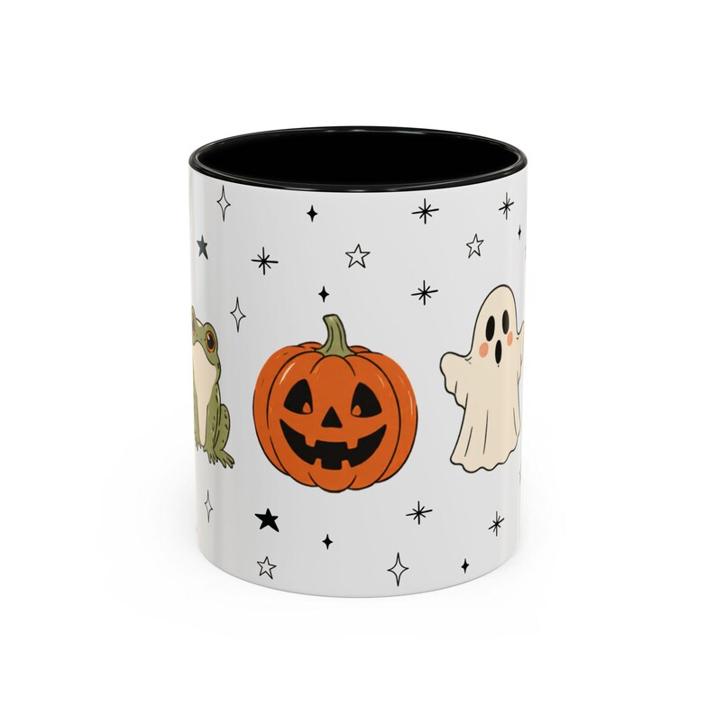 Retro Halloween Mug Ghost Witch Vintage Black Cat Coffee Cup Spooky Season Gift Fall Coffee Mug Cute Autumn Kitchen Decor Ceramic Mug image 4