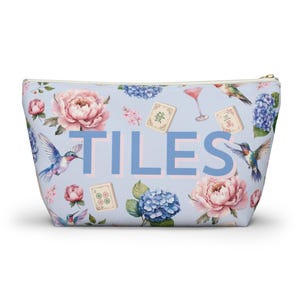 Mahjong Tile Storage Bag Mahjong Travel Pouch Floral Game Night Bag Hummingbird Mahj Accessories Gift image 7