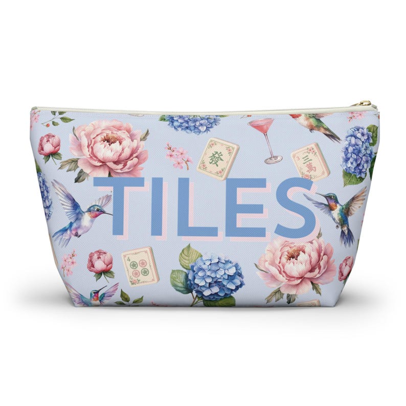 Mahjong Tile Storage Bag Mahjong Travel Pouch Floral Game Night Bag Hummingbird Mahj Accessories Gift image 7