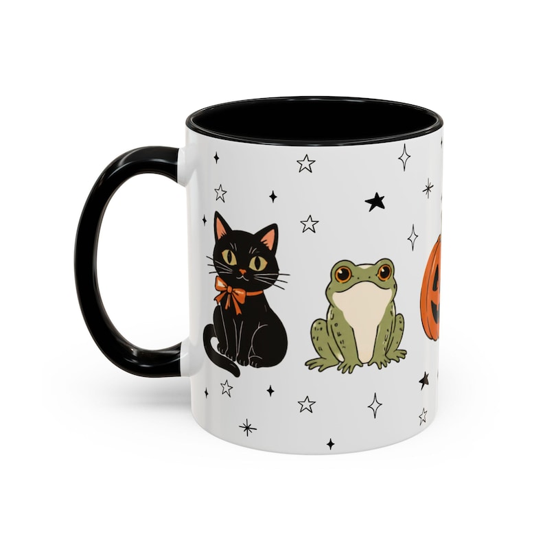 Retro Halloween Mug Ghost Witch Vintage Black Cat Coffee Cup Spooky Season Gift Fall Coffee Mug Cute Autumn Kitchen Decor Ceramic Mug image 5