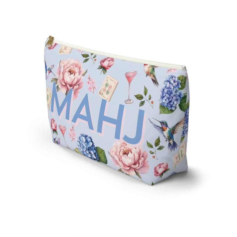 Mahjong Tile Storage Bag Mahjong Travel Pouch Floral Game Night Bag Hummingbird Mahj Accessories Gift image 8