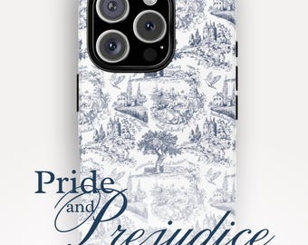 Funda para teléfono de Toile De Jouy de Orgullo y Prejuicio, regalo para amantes de los libros de Jane Austen, coqueta, apenas tolerable, el regalo más ardiente para bibliotecarios.