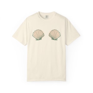 Camiseta de concha, sujetador de sirena, camiseta de pescador, camiseta de bikini de concha estética, camiseta de playa Oceancore, camiseta de verano de chica coco, viaje de chicas playero imagen 9