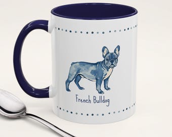 フレンチブルドッグ ラテマグ フレンチブルドッグ コーヒーカップ 水彩画 犬好きへのギフト ペット ママ パパ マグカップ 11オンス フレンチブルドッグアート キッチン装飾 フレンチブルドッグギフト