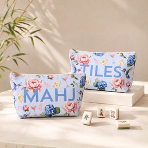 Mahjong Tile Storage Bag Mahjong Travel Pouch Floral Game Night Bag Hummingbird Mahj Accessories Gift