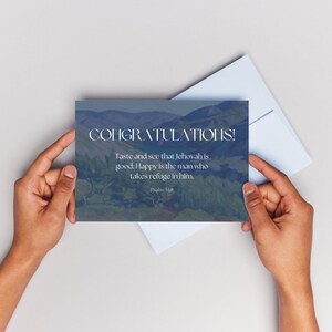 Carte de voeux Pslam 34:8 | Goûtez et voyez que Jéhovah est bon Carte de vœux 5*7 pouces | Carte pliée en deux A7 avec verset biblique | Téléchargement instantané