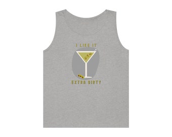 Extra Dirty Martini Unisex Cotton Tank Top: I Like it Dirty, Martini Glass Tee for Cocktail Lovers and Mixologists
