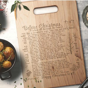 Laser Etched Maple Christmas Cutting Board: 'Twas the Night Before