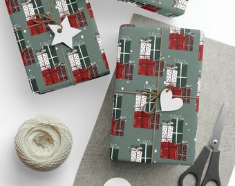 Red, White and Green Presents Holiday Wrapping Paper