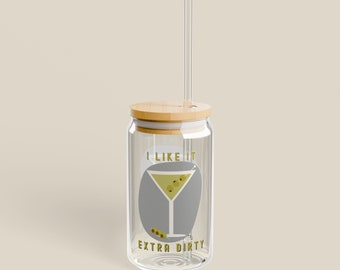 Extra Dirty Martini Glass 16oz - I Like it Extra Dirty Sipper, Perfect for Martini Lovers & Cocktail Enthusiasts