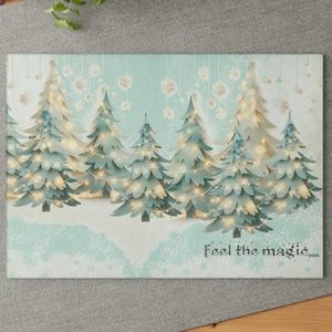 Feel the Magic Green Paper Christmas Tree Tempered Glass Cutting Board Chopping Board Kitchen Accessories Gift
