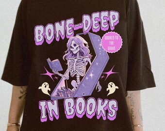 Retro spook lezen boeken shirt leesgrage Halloween shirt leraar bibliothecaris Halloween cadeau Halloween boekenliefhebber Halloween lezen in vrede T-shirt