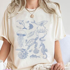 Vintage 90s Tattoo Sea Animal T-Shirt, Retro Ocean Nature Shirt, Sea Life Shirt, Ocean Animal Lover Tee, Sea Animal Lovers, Protect Animals