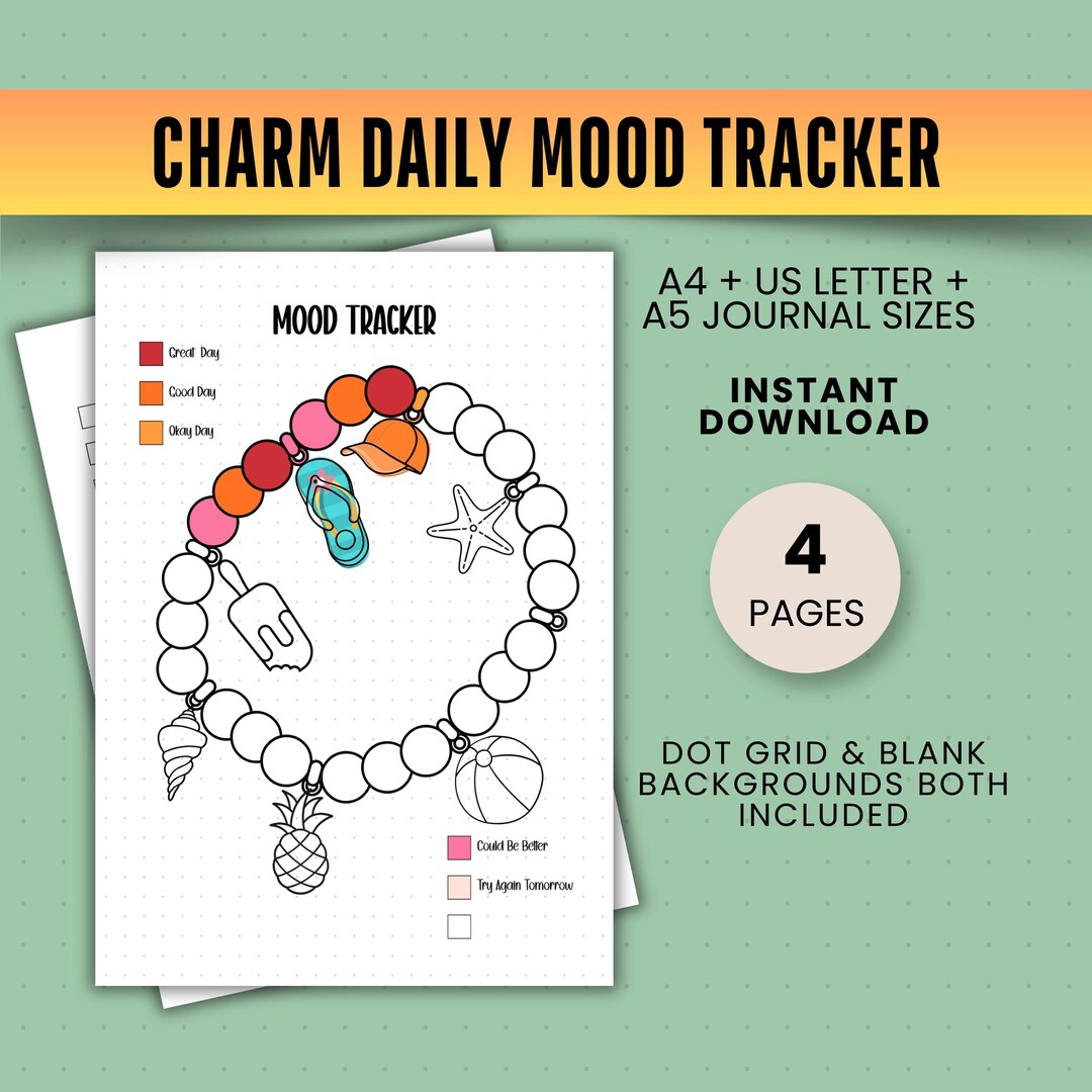 Mood Tracker Printable A5 A4 Bullet Coloring Page Planner Inserts, Fun ...