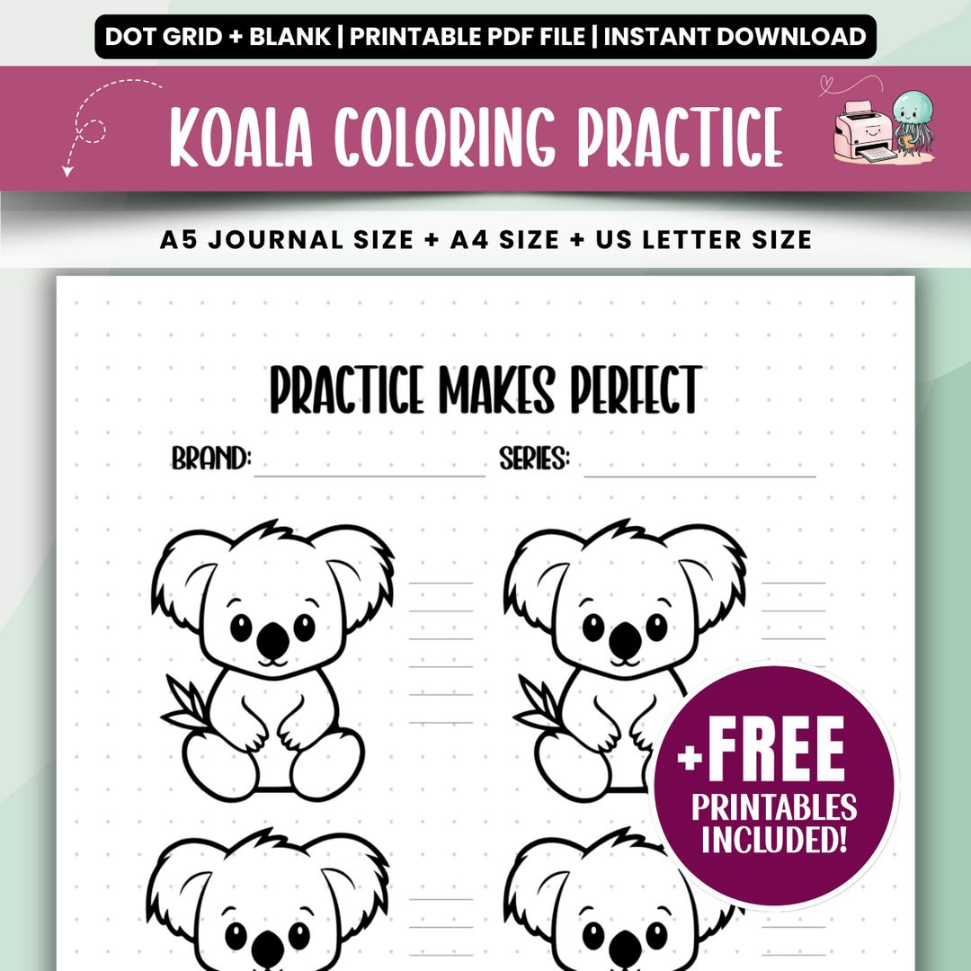 Cute Koala Coloring Page for Alcohol Marker Swatches, Shading and ...