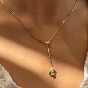 Personalized Letter Lariat Necklace: Heart Initial Charm