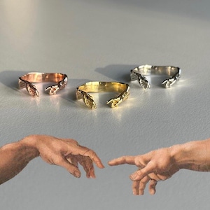 Hand of God Giving Life to Adam Ring, Creation of Adam, Art Jewellery, Silver the Hands Ring,Christmas Gift