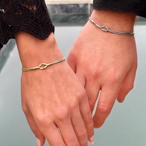 Love Knot Bracelet, Dainty Couple Bracelets, Knot Bracelet Couple Set, Double Snake Chain Bracelet, Valentine's Day Gifts