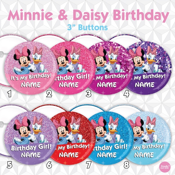 Disney Birthday Girl 3" Button Pin - Minnie & Daisy