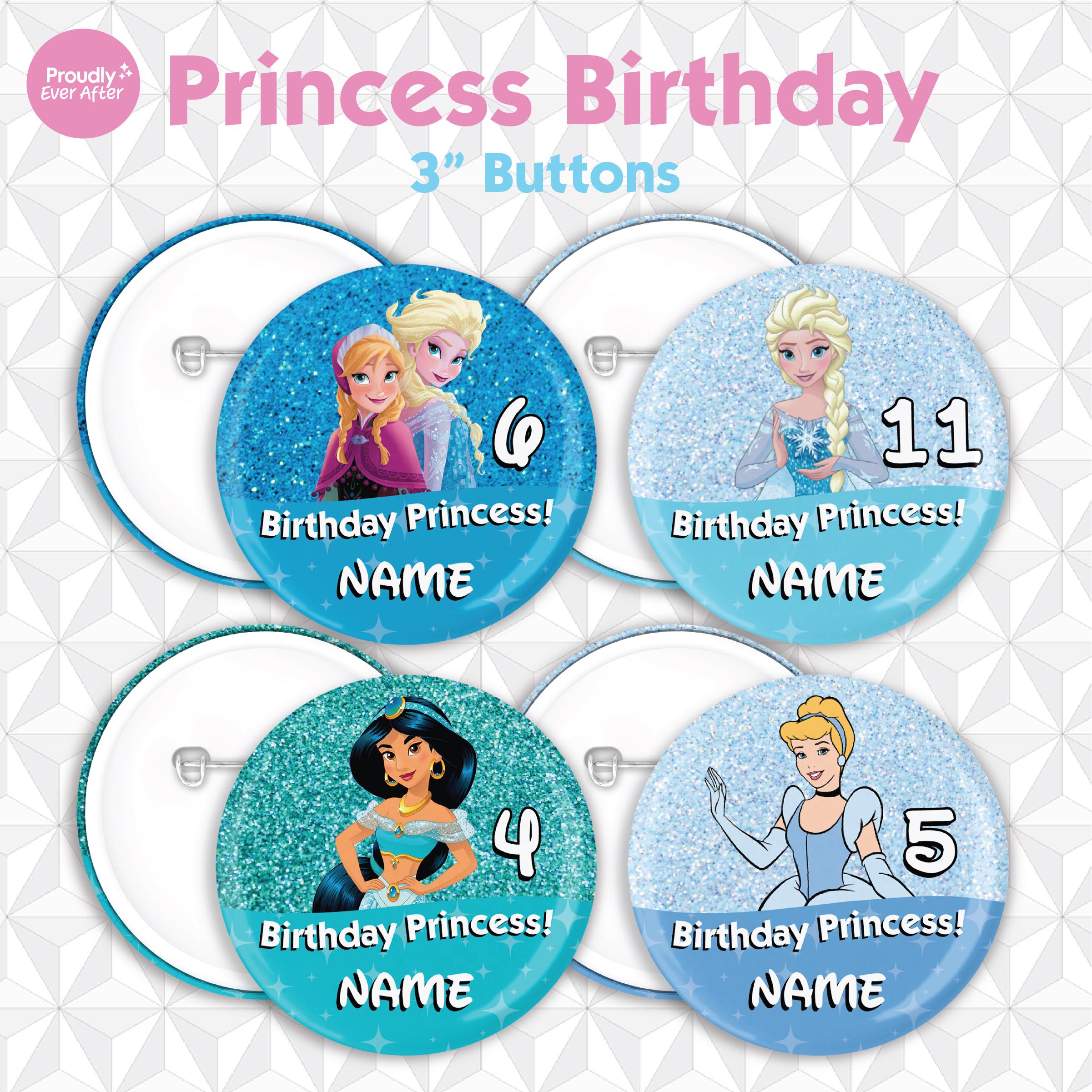 Princess Button Disney Princess Birthday Glitter 3