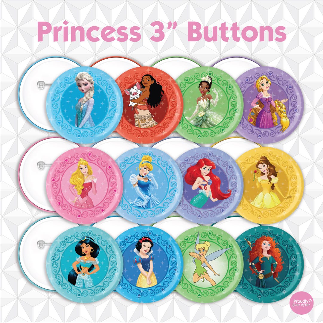Disney Princess Coquette Pin Button - Moana Cinderella Rapunzel Ariel ...