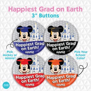Happiest Grad on Earth Disney World Grad Pin Button - Graduation - Class of 2026
