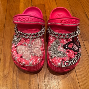 Dazzling bling crocs, custom sparkly shoes, handmade rhinestones crocs