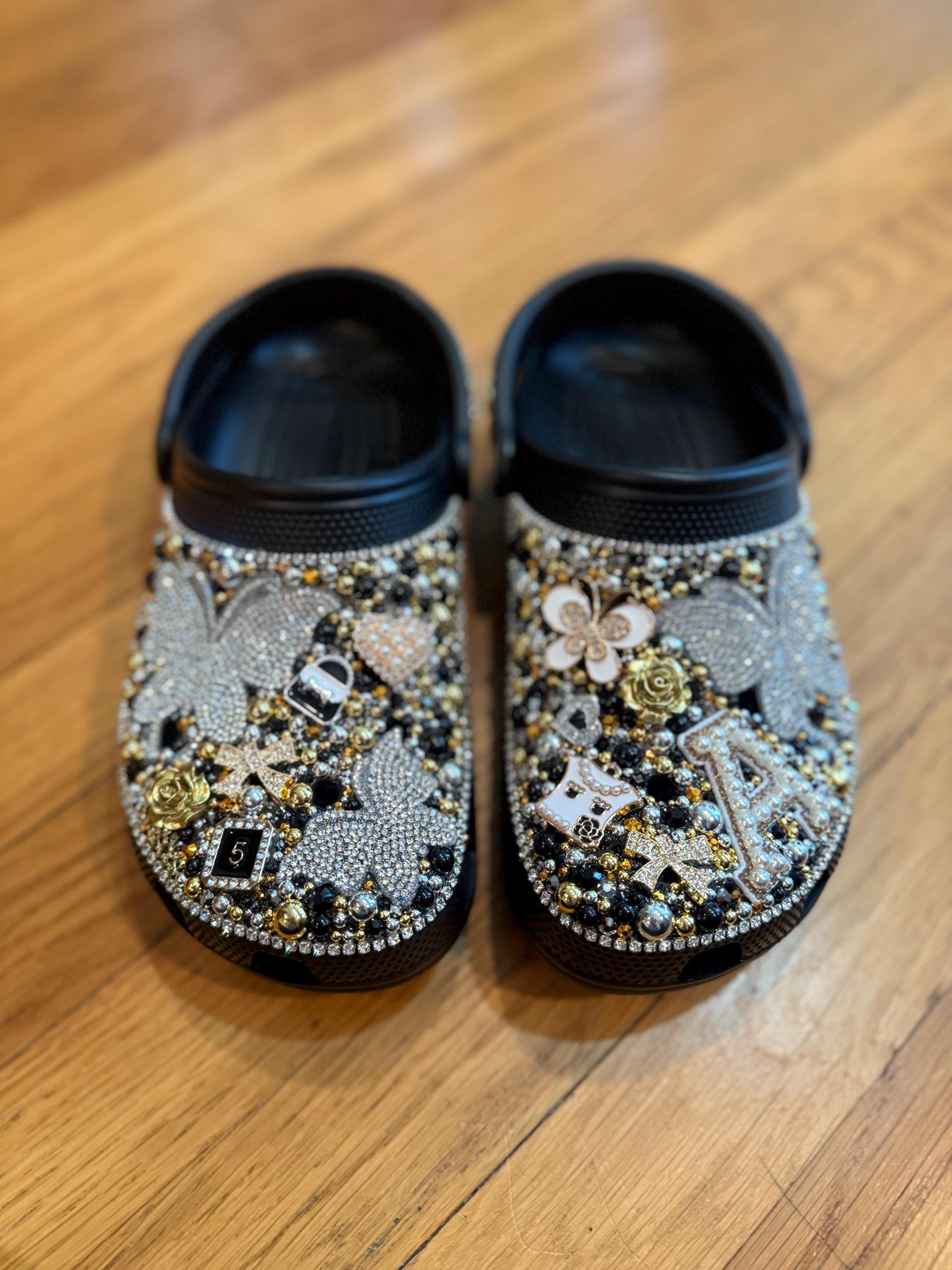 Dazzling bling crocs, custom sparkly shoes, handmade rhinestones crocs