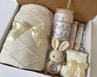 Baby Gift Basket For New Mom and Baby Gift Box For Woman Postpartum Gift Basket, Gender Neutral Baby Gift For Her, Care Package New Mom