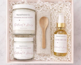 New Mom Spa Gift Box – Oatmeal & Honey Postpartum Care Package – Cozy Self Care Set for Mom