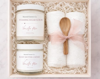 Vanilla Rose Spa Gift Box for Her – Luxury Self Care Set – Bridesmaid Proposal or Birthday Gift Spa Gift Set
