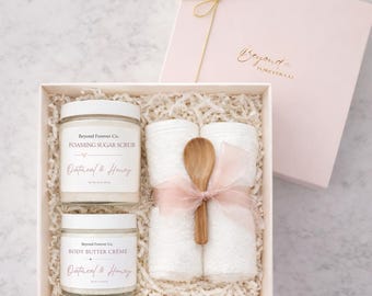 Haferflocken & Honig Gute Besserung Geschenkbox - Komfort Pflegepaket für Sie - Gemütliches Spa Self Care Set