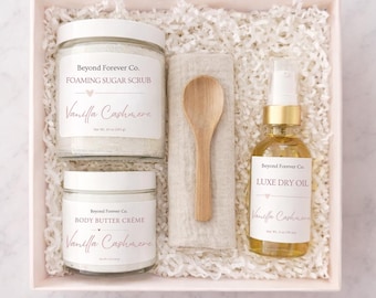 Vanilla Cashmere Spa Geschenkbox für Sie - Luxuriöses Selbstpflege-Set - Geburtstags- oder Jubiläumsgeschenk